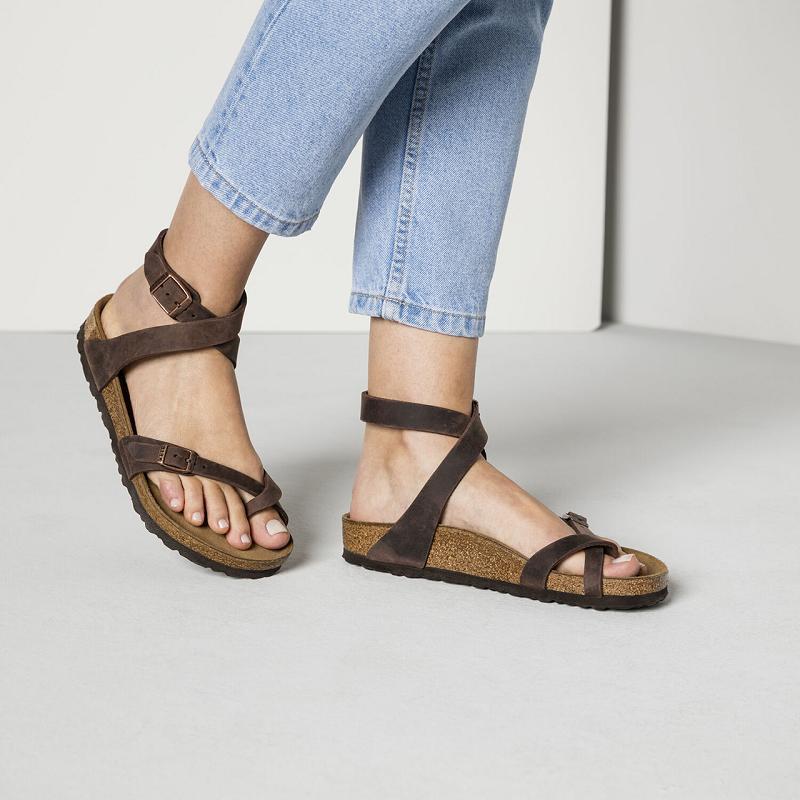 Birkenstock Yara Oiled Læder Sandaler Dame Brune | DK 366AHK